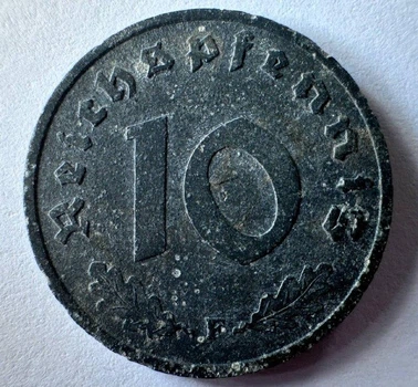 Німеччина Мітка монетного двору "F” - Штутгарт 10 рейхспфенігів 1943 рік Монети світу