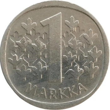 Фінляндія 1 марка 1974 рік Монети світу