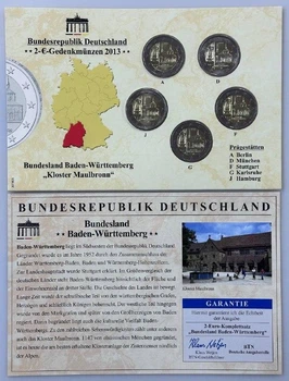 Німеччина 2 євро - 5 штук в Конверті Ювілейні 2013 рік Монети світу