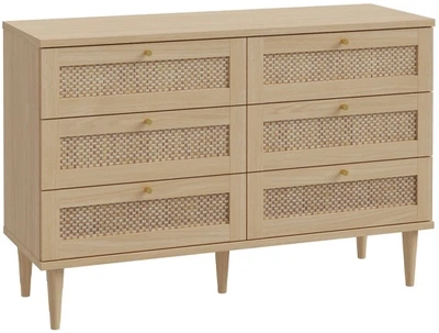 Комод Frisco Calasetta 1201 х 414 х 801 мм 6ш Дуб елегант/техноротанг (23537-CQSK222)