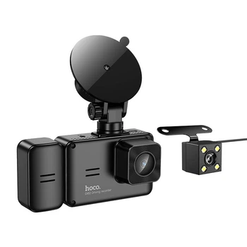 Видеорегистратор HOCO DI62 Warrior three-screen simultaneous display driving recorder(wifi version) |720p front/480p rear/480p inner, 150mAh, black