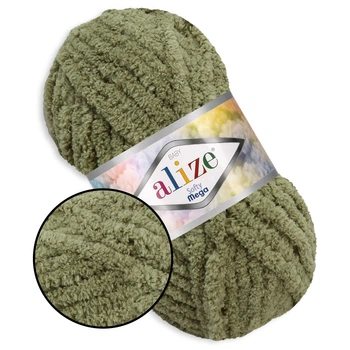 Alize Softy Mega, Хакі №3 - плюшева товста пряжа, 100г/70м, Алізе Софті Мега для в'язання пледів, іграшок, дитячого одягу