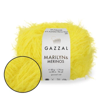 Gazzal Marilyn & Merinos, Желтый №8277 - пряжа из мериноса с полиамидом, 50 г / 88, м для свитеров, шапок и кардиганов, Газзал Мэрилин Меринос