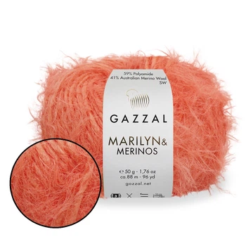 Gazzal Marilyn & Merinos, Корал №8264 - пряжа з мериноса з поліамідом, 50 г / 88, м для светрів, шапок і кардиганів, Газзал Мерилін Меринос
