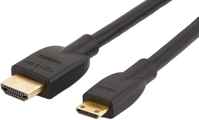 Кабель Amazon Basics Mini-HDMI на HDMI 4K черный 1.8 м для передачи видео и аудиосигнала с позолоченными контактами для HDTV и цифровых камер