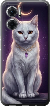 Чехол для Xiaomi Redmi Note 11E Mystic White Cat Gothic Dark Purple Gold