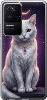 Чехол для Xiaomi Poco F4 Mystic White Cat Gothic Dark Purple Gold