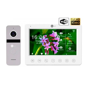 Комплект видеодомофона Neolight NeoKIT HD Wi-Fi 7" IPS сенсорный экран 1024x600, White+Silver