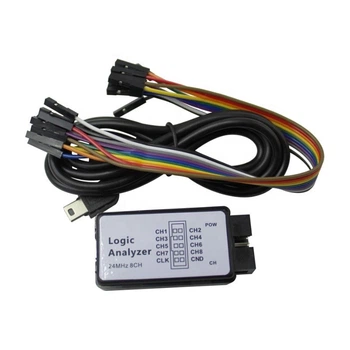 USB логічний аналізатор 8 каналів (24 МГц, підтримка I2C, SPI, UART, CAN, USB) | Цифровий аналізатор сигналів із кабелями