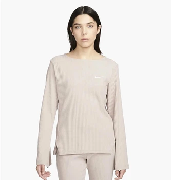Лонгслив женский Nike Sportswear Women's Ribbed Jersey Long-Sleeve Top M Бежевый DV7866-272