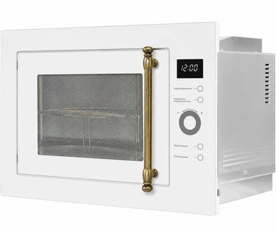 Микроволновая печь встраиваемая Luxor WhiteRetro 25 WH Navigator Pro + белая стеклянная фасадная рамка, белый