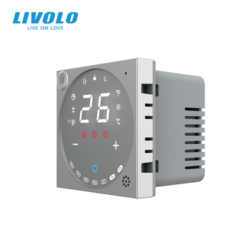 Умный терморегулятор LIVOLO EC с сухим контактом для котла и водяного теплого пола, серый, управление со смартфона, модуль без рамки