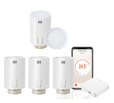 Wi-Fi керування радіаторами 1DAL | ZigBee термоголовка (4 шт.) + розумний хаб Tuya (TR04.WG128A)