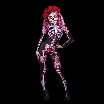 Детский карнавальный костюм «Санта Муэрте (День мёртвых)» Aurora Хэллоуин Halloween розовый 140 см
