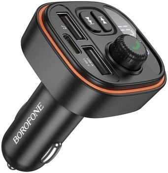 FM-трансмітер Borofone BC59 Heroic 2USB-A/USB-C QC3.0 15W Black