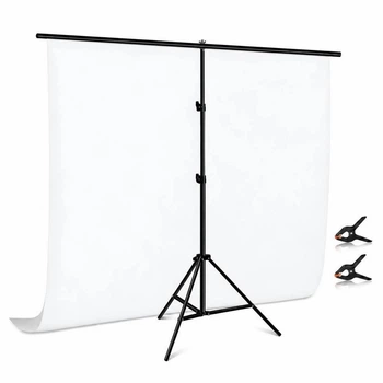 Т-образная стойка для фона Puluz 2x2 м с белым тканевым фотофоном 2x3 м для фотостудии, видео и стримов
