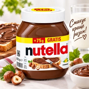 Шоколадно-горіхова паста Nutella Ferrero Chocolate Hazelnut Gratis Нутелла з лісовими горіхами банка 825г