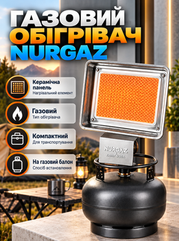 Газовий обігрівач NURGAZ KAMP SOBA NG 309 кемпінговий інфрачервоний обігрівач з керамічною панеллю портативний нагрівач на газовий балон без електрики для кемпінгу риболовлі та відпочинку