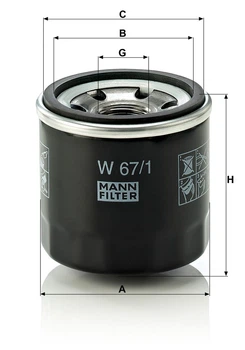 Фільтр оливний MANN-FILTER W 67/1