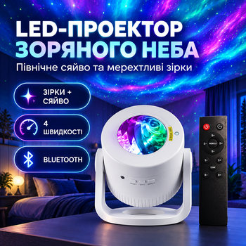 LED-проектор звездного неба с Bluetooth и пультом, светильник-проектор северного сияния с таймером от сети для детской
