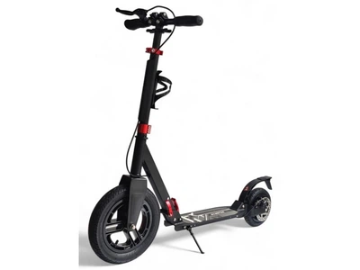 Детский двухколесный самокат Scooter Hammer Big Wheel с надувными колесами алюминиевой рамой ABEC-7 задним амортизатором ножным и дисковым тормозом складной с подстаканником до 120 кг от 5 лет черный