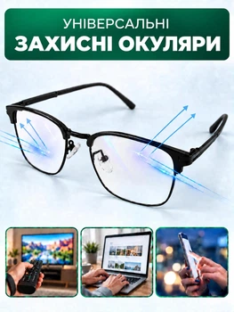 Окуляри для комп'ютера захисні комп'ютерні жіночі чоловічі від випромінювання монітора для роботи за комп'ютером монітором ПК універсальні Blue Blocker Anti-Fog антивідблискові круглі гнучкі з блокуванням блакитного світла з чохлом і серветкою в комплекті