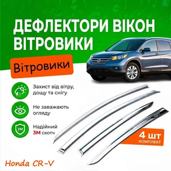 Дефлекторы боковых окон Honda CR-V Хонда СР-В IV 2012-2017 Хром