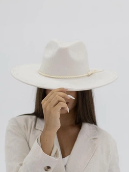 Шляпа федора с полями 9 см D.Hats цвет молочный