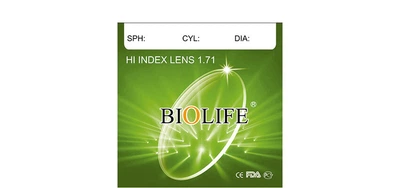 Лінза для окулярів без покриття СКЛО Biolife 1.71 діоптрія +16