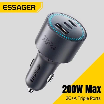 Автомобильное зарядное устройство Essager 200W (2xType-C + USB)