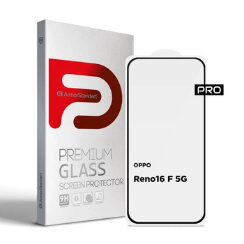 Защитное стекло на OPPO Reno16 F 5G с олеофобным покрытием, Pro, полное проклеивание, антистатичный и пылеотталкивающий слой, 9H, самоклеющееся, 2.5D, на весь экран, антистатический клей, ArmorStandart (ARM92213)