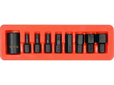 Набор ударных шестигранных бит HEX H6-H19, адаптер на квадрат 1/2", сталь CrMo, S2 YATO (YT-10662)