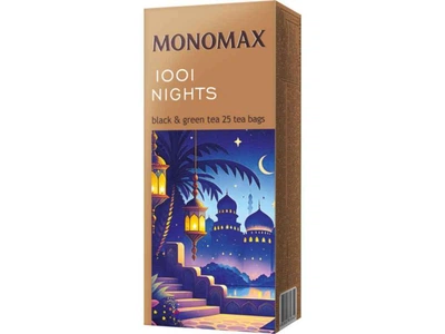 Суміш чаю пакетованого МОНОМАХ 1001 NIGHTS чорного та зеленого з ароматом винограду 1,5г в інд.конв. 25 пакетиків