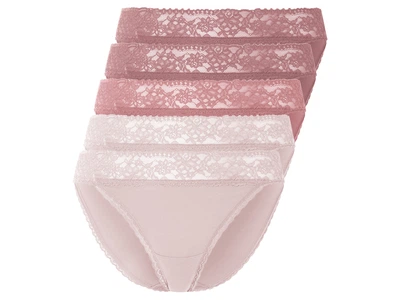 Трусики-слип набор 5 шт. хлопковые кружевные для женщины Esmara LYCRA® 473569 S Розовый