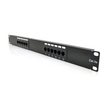 Патч-панель PiPo 12 портов UTP кат 5Е 19" 1U неэкранованная черная Q25
