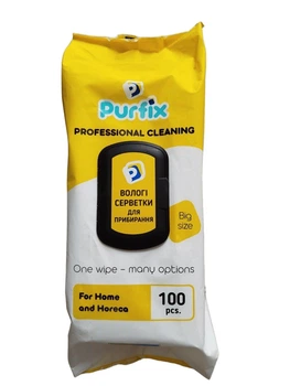 Салфетки вологі господарські Purfix Professional Cleaning Big Size з уксусом та содою 100 шт
