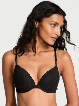 Бюстгальтер с Push-Up с косточками кружевной Victoria's Secret 426103420 34A Черный (1162260631)
