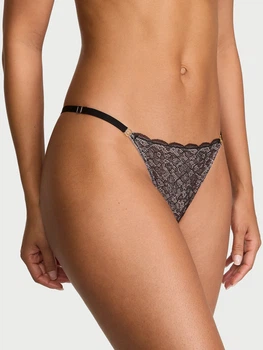 Трусики стринги женские Victoria's Secret 639530200 XL Черный/Розовый (1162274063)
