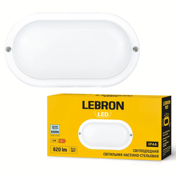 Светодиодный светильник 9W для ЖКХ LEBRON настенно-потолочный из прочного пластика 6500K белый IP44 L-WLO-965