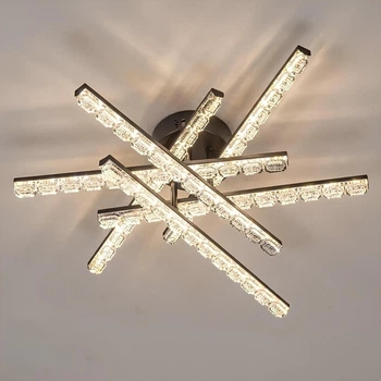 Стельова LED-люстра 84W з акриловими лінійними плафонами та пультом 3000-6500К корпус чорний Svet SY-33038/6 MB