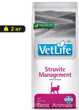 Ветеринарна дієта для котів Farmina Фарміна Vet Life Struvite Management сухий корм при сечокам'яній хворобі 2 кг (8010276022516)