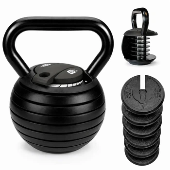 Регульована гиря MuvNext 40 lb Black-Black (від 3,5 до 18 кг), 6 дисків — 7 в 1