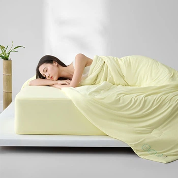 Літня ковдра JD Jingzao Infit Comfortable Sleep з бамбукового волокна класу А, яку можна прати в пральній машині, з охолодженням та кондиціонером, зелена, 1,5x2 м