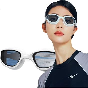 Очки для плавания Mizuno B60 с диоптриями -2.00, с шапочкой, белые