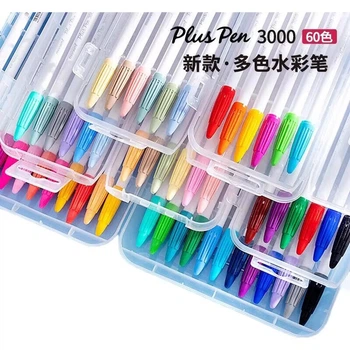 Набор цветных гелевых ручек Monami New P3000 Fiber Pen, на водной основе, акварельная ручка, ручка для контурирования, ручка для ведения дневника, 60 цветов в ведре, 04009Z60-T