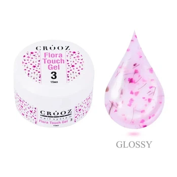 Гель будівельний Crooz Flora Touch Gel 03 молочний з рожевими сухоцвітами 15 мл