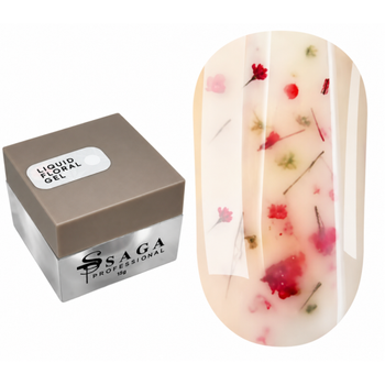 Жидкий гель Saga Professional Liquid Floral Gel 05 с сухоцветами нежный кремовый 15 мл