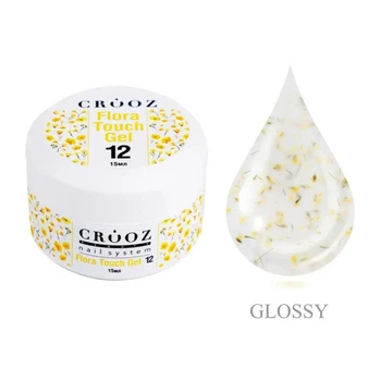 Гель строительный Crooz Flora Touch Gel 12 молочный с натуральными сухоцветами 15 мл