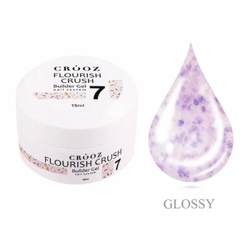 Гель будівельний Crooz Flourish Crush Builder Gel 07 холодний бежевий з бузковими та білими вкрапленнями 15 мл
