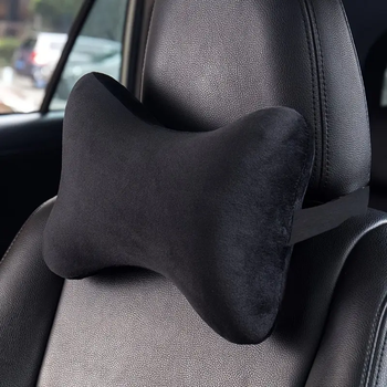 Подушка подголовник автомобильная OEM на сиденье плюшевая Холлофайбер Black